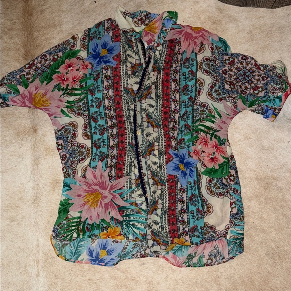 Johnny Was Clover Button Down Shirt In Multi size small - Picture 4 of 9